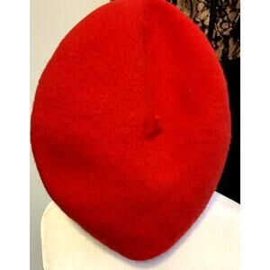 Red Wool Beret Classic French Style Hat 100% Wool Vintage Antique cap winter